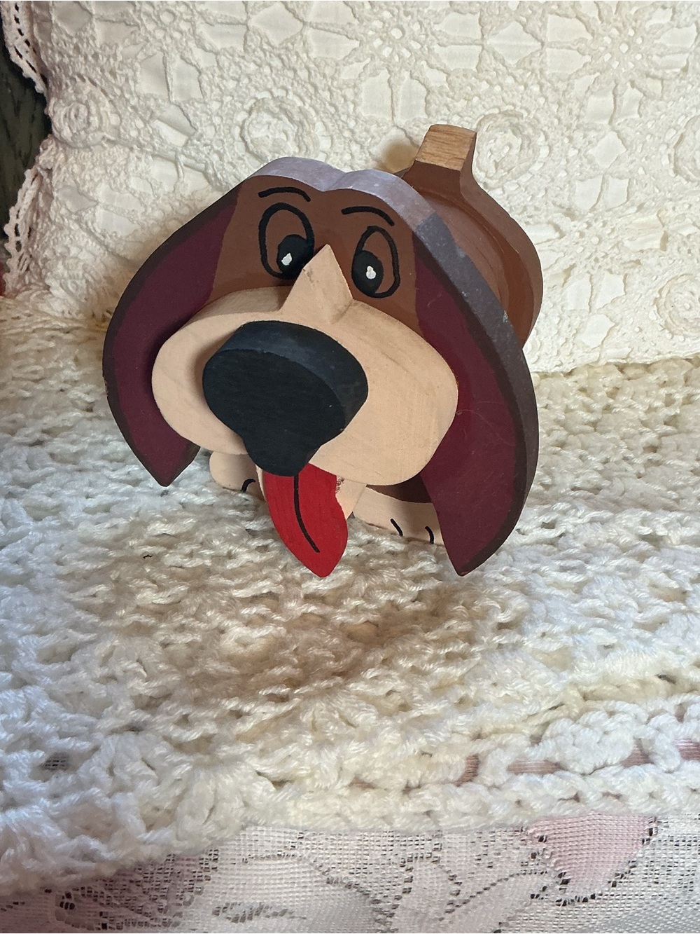 Handcrafted Y2K Brown Wooden Dog Figurine – Decorative Pet Accent - Picture 2 of 6